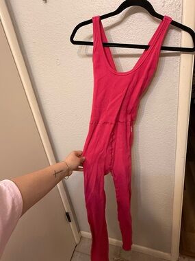 Free People Ribbed Hot Pink Jumpsuit
